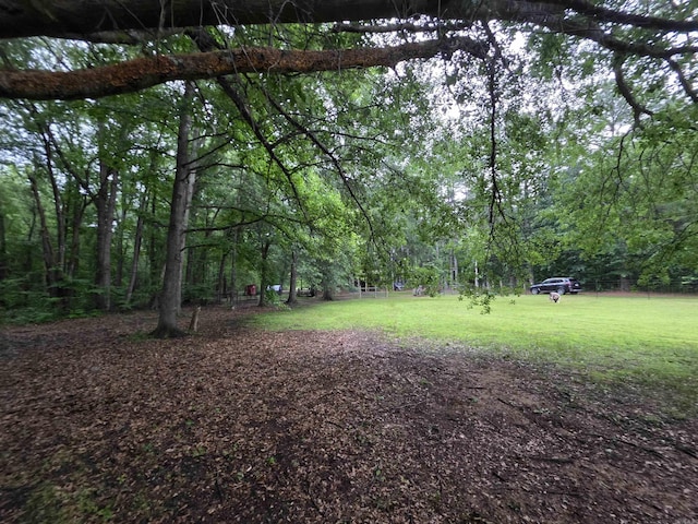 249 Mud Cat Rd, Heber Springs, AR 72543 - view of green lawn with a wooded view