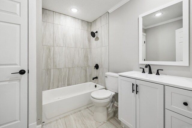 912 Bumpus Rd, Alexander, AR 72002 - full bath featuring ornamental molding, toilet, vanity, bathtub / shower combination, and recessed lighting