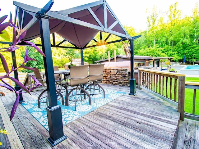 22405 Denny Rd, Little Rock, AR 72223 - wooden terrace featuring a pool