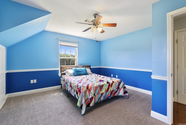 118 Caroline Loop, Plumerville, AR 72127 - bedroom with ceiling fan, carpet flooring, lofted ceiling, and baseboards