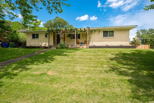 4500 Glenmere Rd, North Little Rock, AR 72116 - ranch-style house featuring crawl space, brick siding, and a pergola