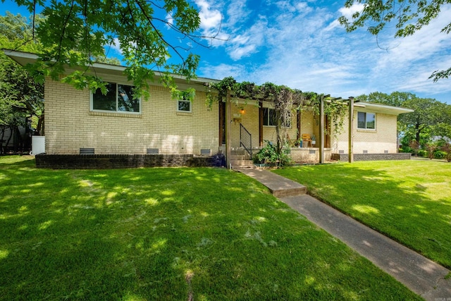 4500 Glenmere Rd, North Little Rock, AR 72116 - view of front of home featuring crawl space, brick siding, and a front lawn