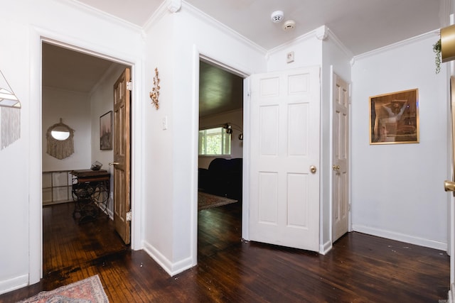 4500 Glenmere Rd, North Little Rock, AR 72116 - hall with dark wood-style floors, ornamental molding, and baseboards