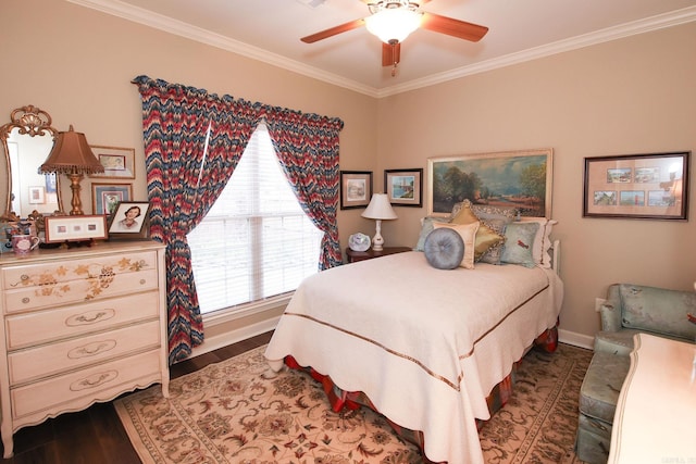 133 Scenic Valley Loop, Maumelle, AR 72113 - bedroom featuring ornamental molding, a ceiling fan, baseboards, and wood finished floors