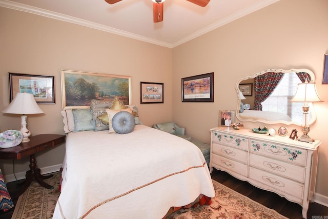 133 Scenic Valley Loop, Maumelle, AR 72113 - bedroom featuring dark wood-style floors, crown molding, baseboards, and ceiling fan