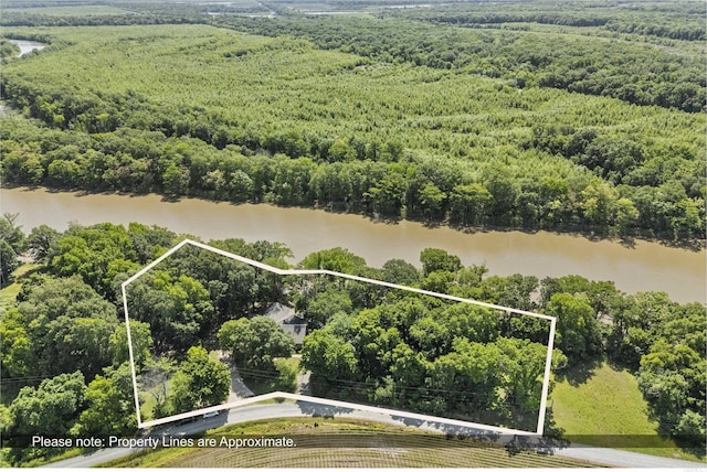 645 Drye Rd, Biscoe, AR 72017 - aerial view of property and surrounding area with a large body of water, a forest, and property boundaries highlighted