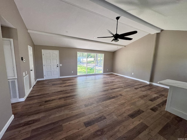 2174 N Main St, Melbourne, AR 72556 - unfurnished living room featuring ceiling fan, dark wood-style flooring, and baseboards