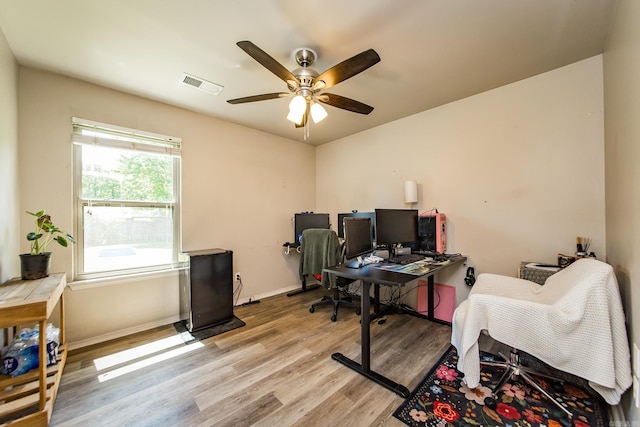 13 Fieldcrest Ln, Cabot, AR 72023 - office space with light wood-style flooring, ceiling fan, and baseboards