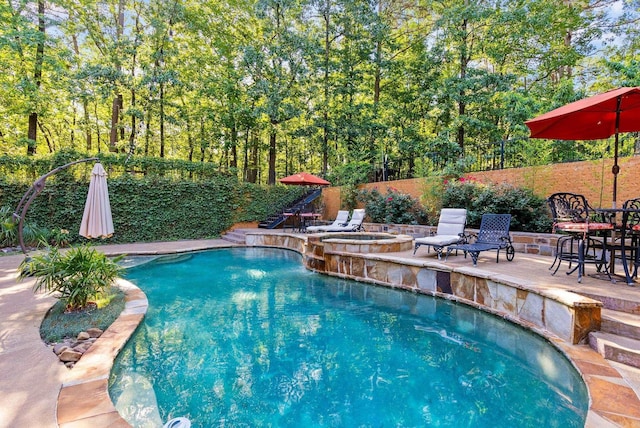 31 Cravache Ct, Little Rock, AR 72223 - view of pool featuring a fenced backyard, a patio area, and a pool with connected hot tub