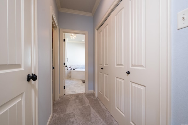 6 W Lake Ln, Little Rock, AR 72210 - hall with crown molding and carpet flooring