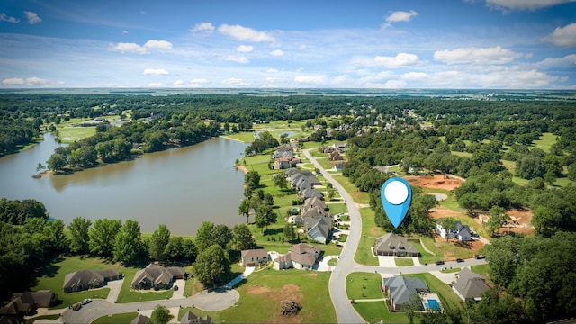 2059 Sloan Lake Dr, Jonesboro, AR 72404 - aerial view of property and surrounding area featuring a large body of water, a forest, and nearby suburban area