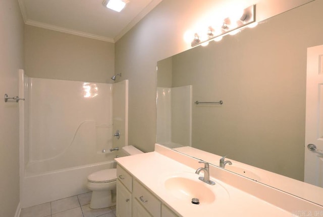 10 Calumet Rd, Little Rock, AR 72223 - full bathroom with ornamental molding, vanity, toilet, tile patterned flooring, and shower / bath combination