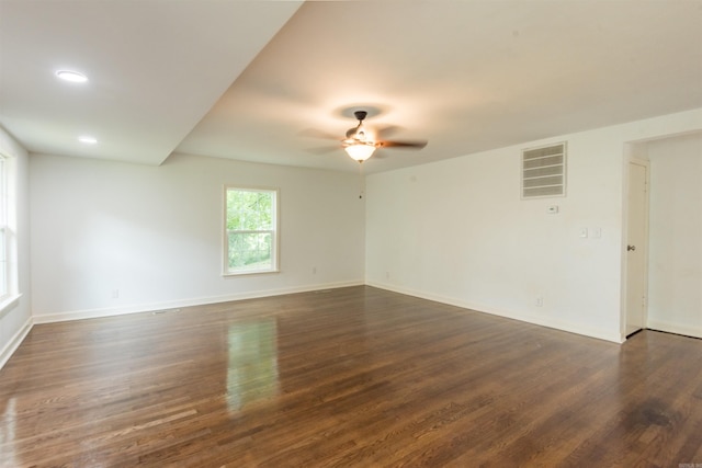 919 River Rdg, Benton, AR 72019 - unfurnished room with a ceiling fan, dark wood-type flooring, baseboards, and recessed lighting