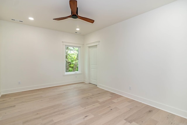 1615 N Garland Ave, Fayetteville, AR 72703 - unfurnished room featuring recessed lighting, light wood-type flooring, baseboards, and a ceiling fan