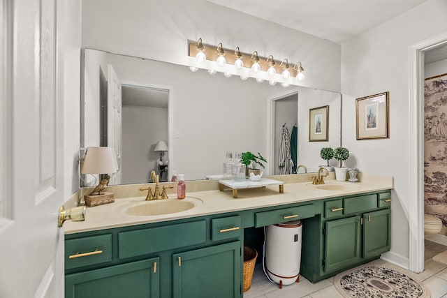 1050 Santa Fe Trl, Conway, AR 72034 - full bathroom with double vanity, toilet, and tile patterned flooring