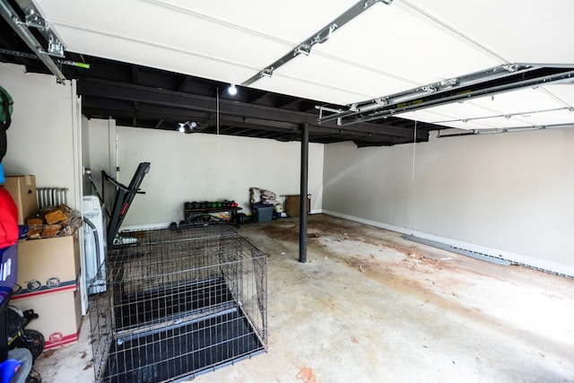 basement with a garage