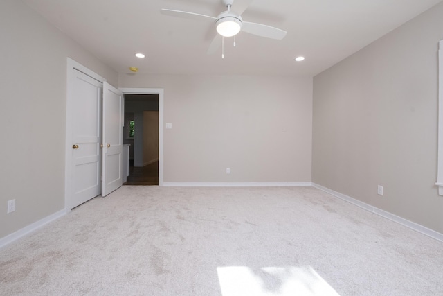 700 N Taylor St, Little Rock, AR 72205 - empty room with recessed lighting, ceiling fan, light colored carpet, and baseboards