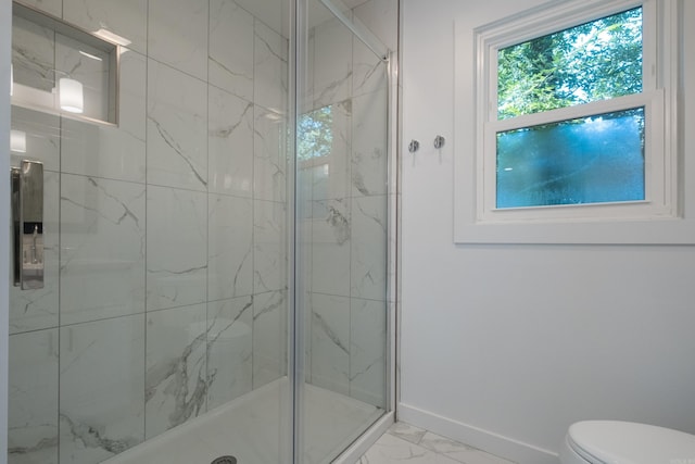 700 N Taylor St, Little Rock, AR 72205 - full bathroom with marble finish flooring, a marble finish shower, baseboards, and toilet