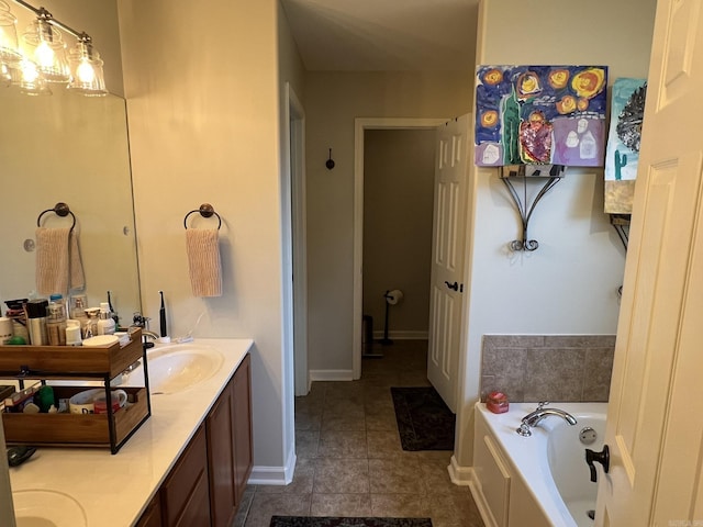 1056 Skyline Dr, Alexander, AR 72002 - full bath with double vanity, a garden tub, tile patterned flooring, and baseboards