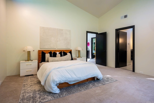 10119 Garrison Rd, Little Rock, AR 72223 - bedroom featuring light carpet and high vaulted ceiling