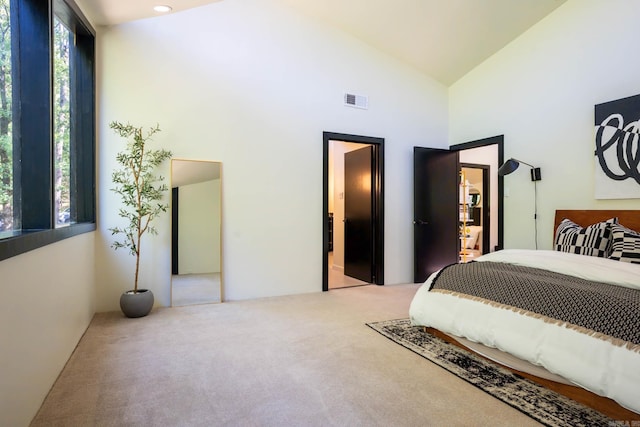 10119 Garrison Rd, Little Rock, AR 72223 - bedroom with carpet floors and high vaulted ceiling