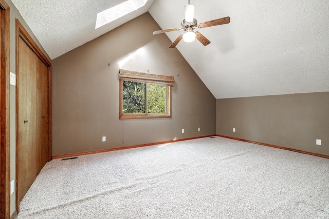 21 Constantina Cir, Hot Springs Village, AR 71909 - bonus room with a skylight, a ceiling fan, carpet, a textured ceiling, and lofted ceiling