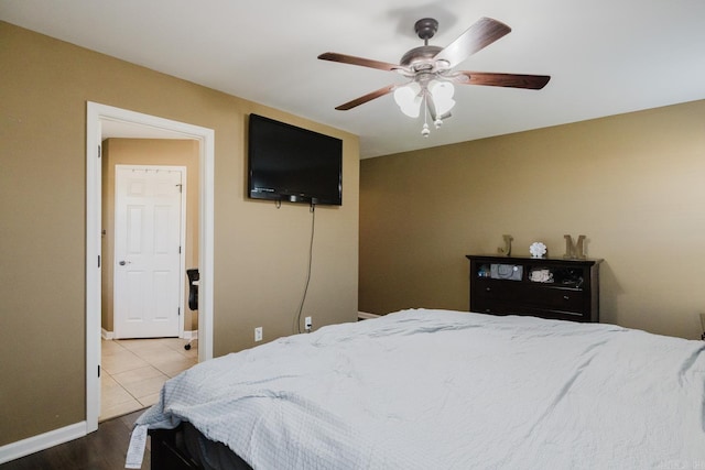 3961 Mountaincrest Cir, Alexander, AR 72002 - bedroom featuring baseboards, wood finished floors, and ceiling fan