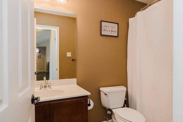 3961 Mountaincrest Cir, Alexander, AR 72002 - bathroom with vanity, toilet, and curtained shower