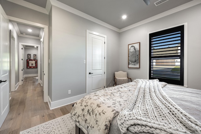 11 Haywood Ct, Little Rock, AR 72223 - bedroom with crown molding, light wood-style flooring, baseboards, and recessed lighting