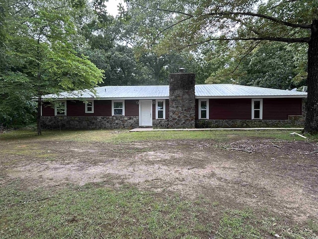 99 Heritage Hl, Higden, AR 72067 - ranch-style house featuring stone siding, a chimney, and metal roof