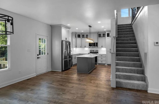 2311 S Louisiana St, Little Rock, AR 72206 - kitchen with appliances with stainless steel finishes, healthy amount of natural light, dark wood-type flooring, and recessed lighting