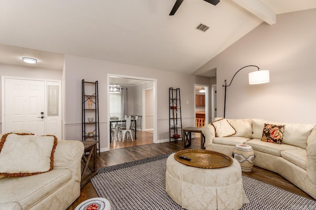 2130 Maplewood Dr, Conway, AR 73034 - living room with wood finished floors, a chandelier, ceiling fan, and baseboards