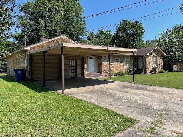 3804 Ridge Rd, North Little Rock, AR 72116 - view of front of property featuring concrete driveway, stone siding, entry steps, and a front lawn