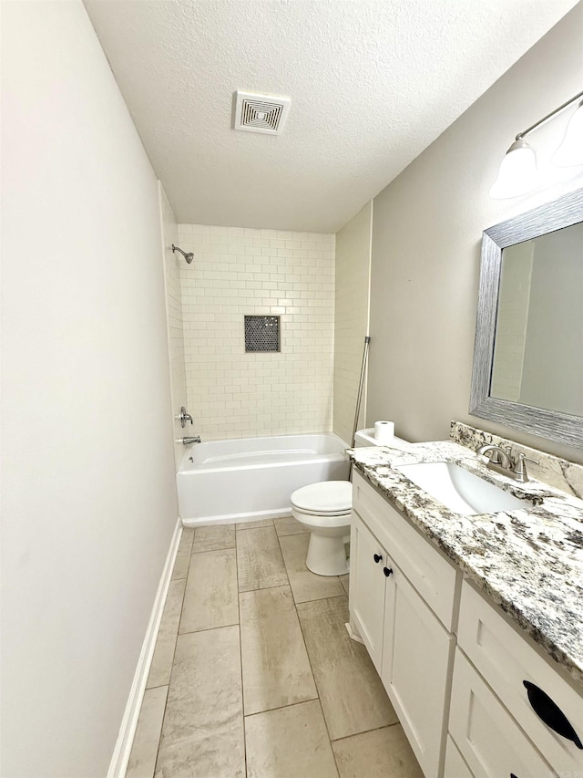 604 Samuel Loyce Dr, Searcy, AR 72143 - full bathroom with toilet, vanity, a textured ceiling, shower / bath combination, and tile patterned floors