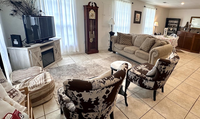21 Sharp St, Ash Flat, AR 72513 - living room with light tile patterned flooring and a glass covered fireplace