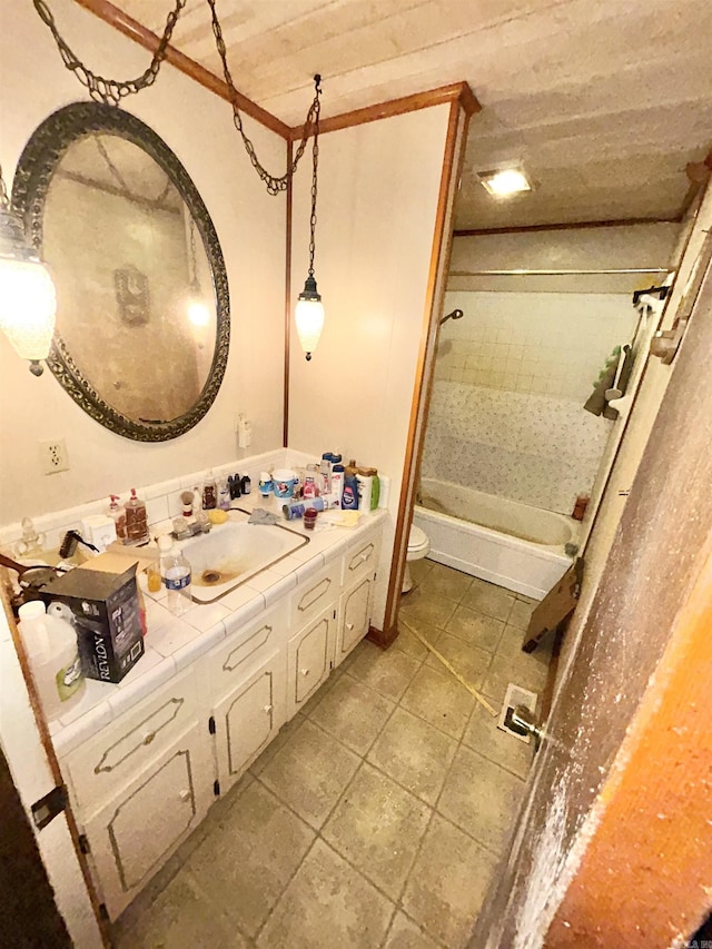 4109 Garrison Rd, Little Rock, AR 72223 - bathroom with toilet, vanity, and bathtub / shower combination