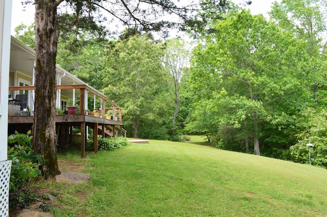 1005 Georgia Ridge Rd, Searcy, AR 72143 - view of green lawn with stairs and a wooden deck