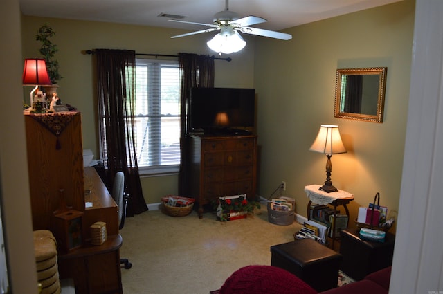 1005 Georgia Ridge Rd, Searcy, AR 72143 - living room with ceiling fan, carpet, and baseboards