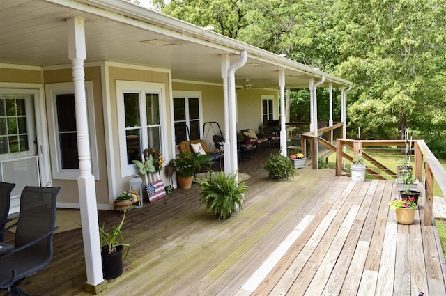 1005 Georgia Ridge Rd, Searcy, AR 72143 - wooden terrace featuring a ceiling fan