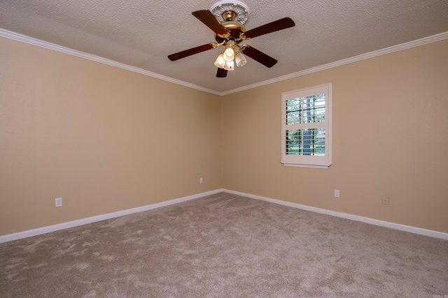8116 Depriest Rd, Little Rock, AR 72103 - carpeted empty room with crown molding, baseboards, ceiling fan, and a textured ceiling