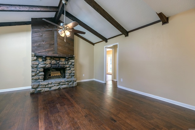 8116 Depriest Rd, Little Rock, AR 72103 - unfurnished living room with ceiling fan, baseboards, wood finished floors, and a fireplace
