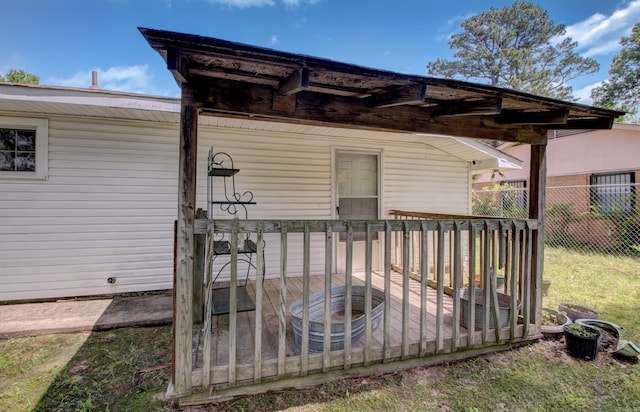 32 Bonnie Park Dr, Pine Bluff, AR 72601 - view of exterior entry with a wooden deck