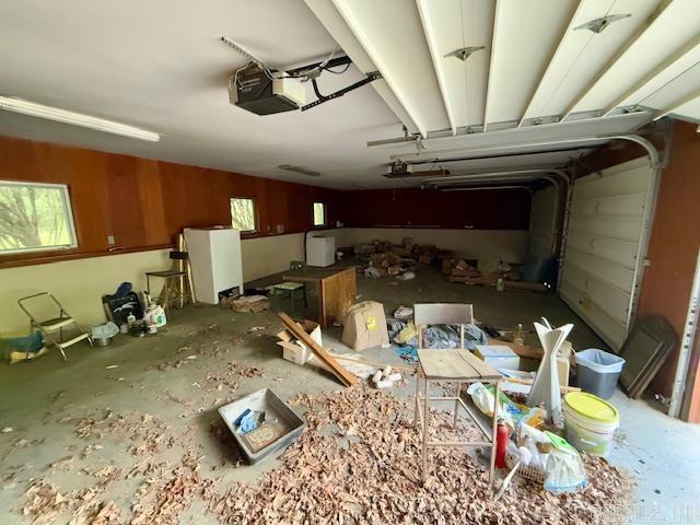 garage with a garage door opener