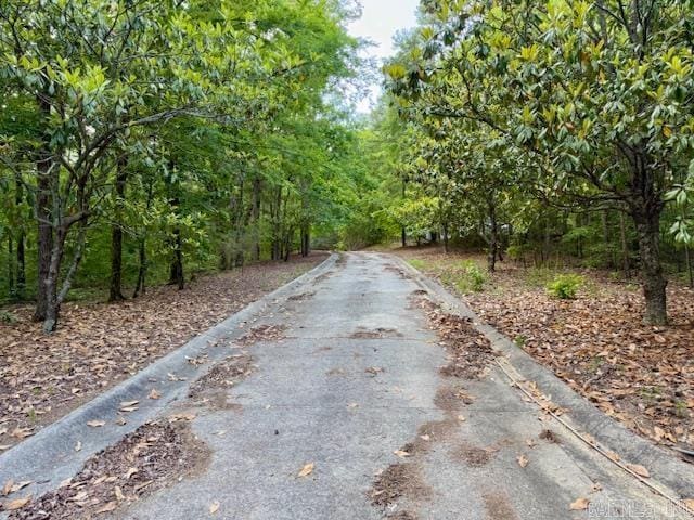 view of asphalt road featuring curbs