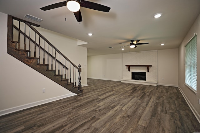 904 W Holland, White Hall, AR 71602 - unfurnished living room with a ceiling fan, wood finished floors, recessed lighting, baseboards, and stairs