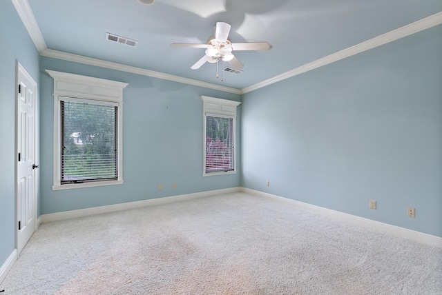 261 Peninsula Dr, Hot Springs, AR 71901 - spare room with ornamental molding, carpet flooring, a ceiling fan, plenty of natural light, and baseboards