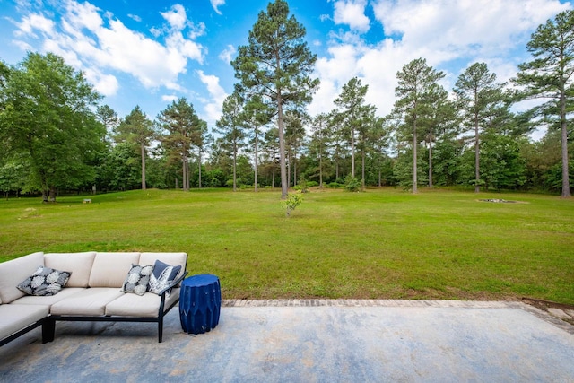 853 Rushing Rd, Little Rock, AR 72210 - view of green lawn featuring an outdoor living space and a patio