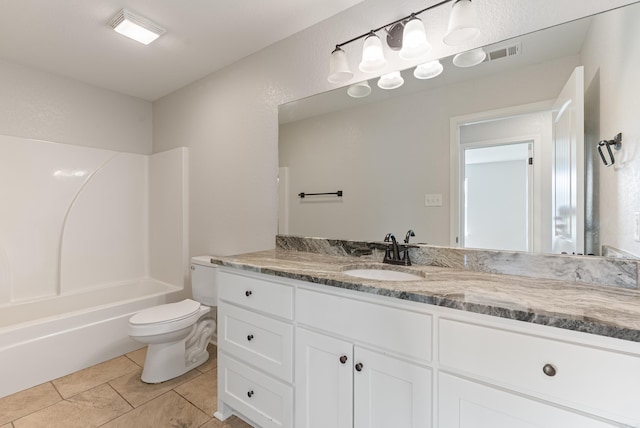15987 E Miller Sardis Rd, Bauxite, AR 72011 - bathroom featuring vanity, toilet, washtub / shower combination, and tile patterned floors