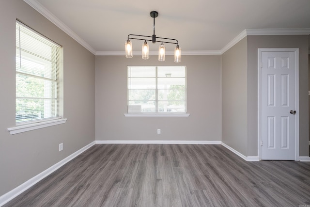 202 Gilbert Dr, Little Rock, AR 72205 - empty room with ornamental molding, wood finished floors, a chandelier, and baseboards
