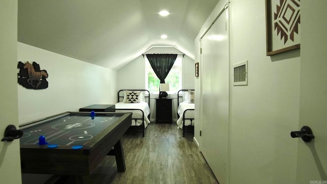 157 E Hawkview Pl, Royal, AR 71968 - bedroom with lofted ceiling, wood finished floors, and recessed lighting
